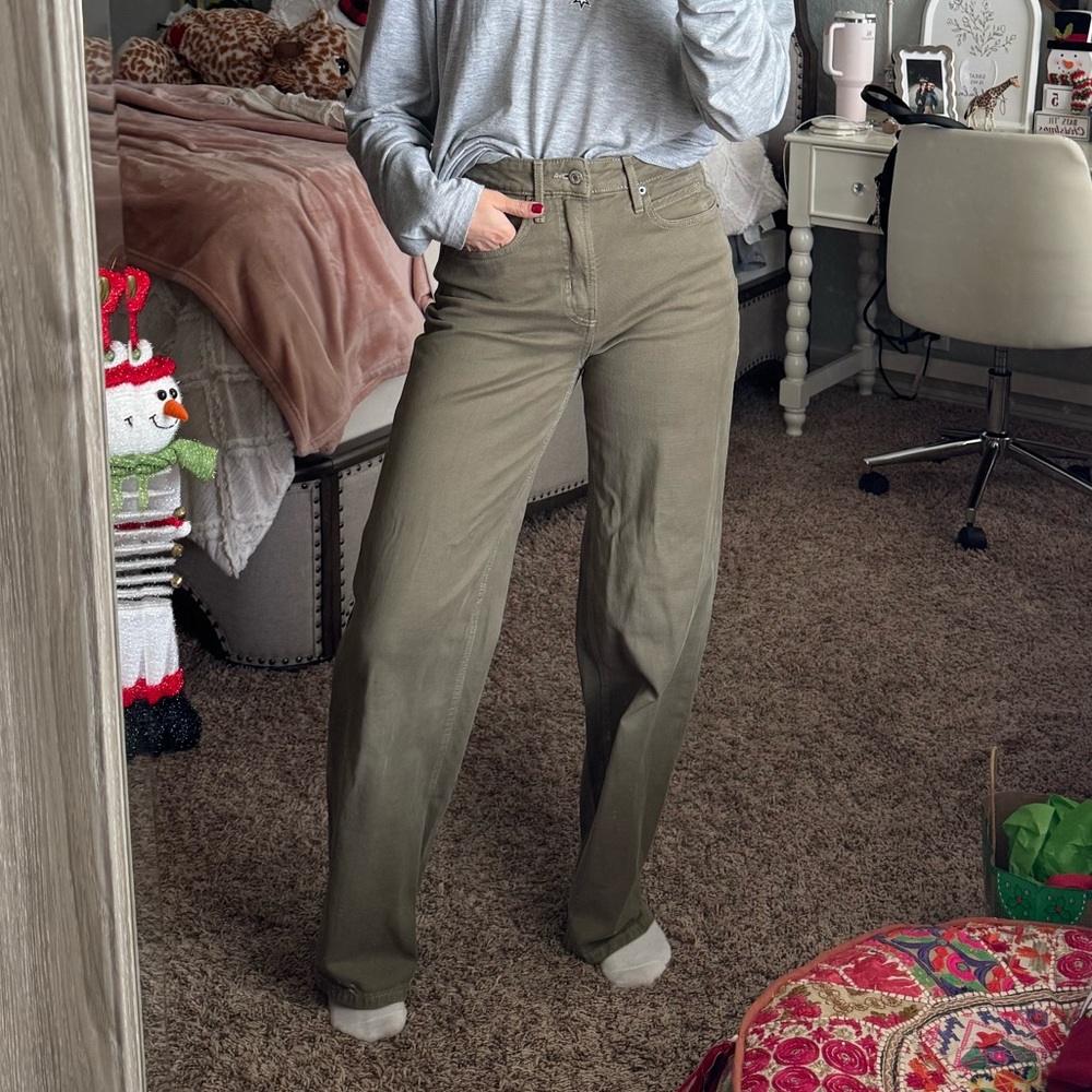 Old Navy High Waisted Olive Green Wide Leg Pants